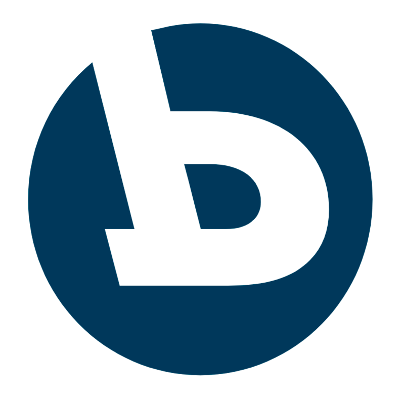 a blue circle with a white letter b